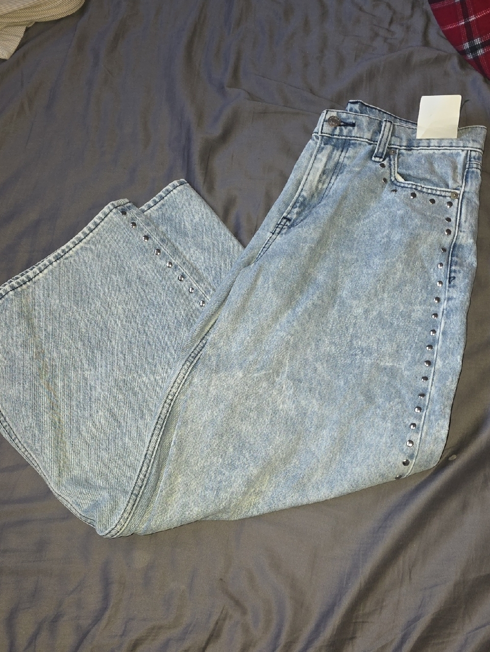 GAP Jeans Light Wash Studded High-Waist Jeans